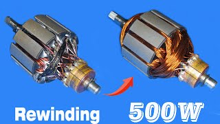 Rewinding 500W burned motor | How to repair air pump in 20 Minutes