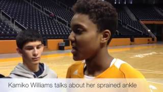 Kamiko Williams on her sprained ankle