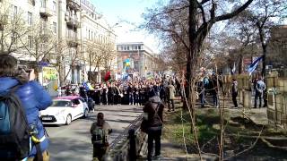 Совместный марш болельщиков Динамо (Киев) и Днепр (Дн-вск) 30.03.2014 г. Дн-вск пр. К. М.