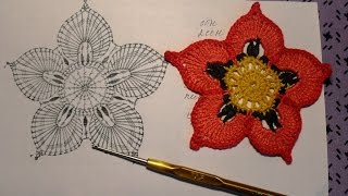 Мотив №9. Цветок с 5 ю лепестками. 1 часть. Вязание ирландских кружев для начинающих