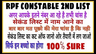 RPF CONSTABLE SECOND LIST CUT OFF