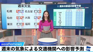 週末の気象による交通機関への影響予測
