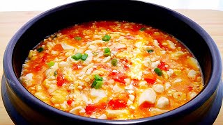 【小穎美食】一個西紅柿，兩個雞蛋，讓你做秘製豆腐羹，開胃又下飯，流口水了
