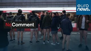 Europeans drop their trousers on public transport for annual event