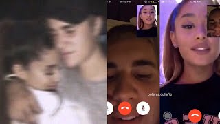 Ariana Grande and Justin Bieber (Snapchat 2020) kissing, singing