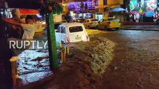 Colombia: Medellin streets flooded after heavy downpour