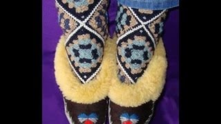 Как вязать носки из мотивов крючком  Howto crochet socks from motifs