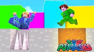 MENINO GATO, CORUJITA E LAGARTIXO MORRERAM NAS PIORES ARMADILHAS DO ROBLOX (death run) - PJ MASKS