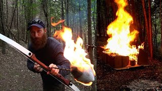 CRAZY Fire ARROW vs Box Fort! | Viking Flaming Arrow out of BOW!