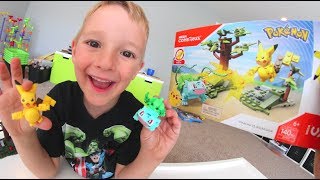 FATHER SON LEGO POKEMON BATTLE! / Pikachu VS Bulbasaur (Mega Construx)
