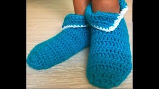 Простые легкие домашние тапочки Следки носки сапожки крючком для начинающих crochet socks