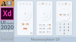 Clock app UI design with Latest Trending Design (soft UI ) | Adobe XD Tutorial | Part 01
