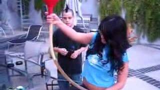 eva angelina doing a beer bong with nate
