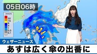 明日5日(金)は広く傘の出番に