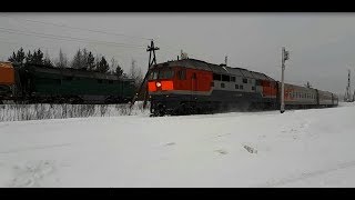 "ВОТ ЭТО УЛОВ!" ТЕПЛОВОЗ ТЭП70-034!!!!!!! с пассажирским поездом Приобье-Москва