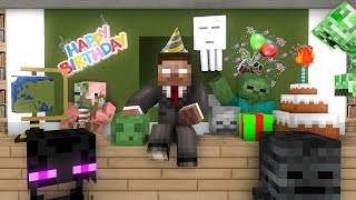 Monster School : HAPPY BIRTHDAY HEROBRINE  - Minecraft Animation