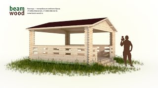 Беседка садовая 4x4 из бруса (сборка 3d)