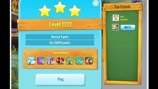 Pet Rescue Saga Level 1322    ※※※ NO BOOSTERS 無使用道具  ※※※