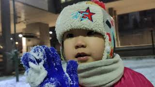 Эльвина искренно радуется первому снегу / Elvina sincerely enjoys the first snow.