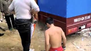 Cute DAK man handwalking in slow mo