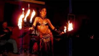 Sabrina Fox bellydance with Fire Fans