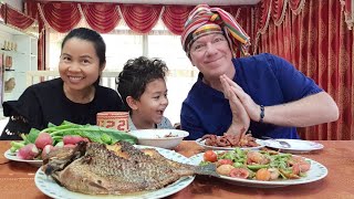 อบปลานิลตัวใหญ่ หมูแดดเดียวทอด ตำถั่วกินแบบนี้อายุยืน Bake Big Fish & Spicy Bean Salad