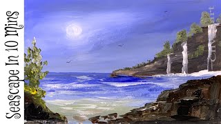 Painting a Summer Beach Landscape with Acrylics in 10 Minutes! or so