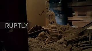 Syria: Damaged buildings near Damascus following Israeli airstrikes