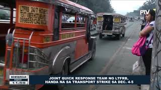 NEWS BREAK: Joint quick response team ng LTFRB, handa na sa transport strike sa Dec. 4-5