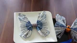 Бабочка Как красиво сложить салфетки Servietten falten Schmetterling 折叠抹布 蝴蝶