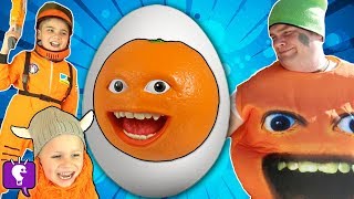 GIANT ANNOYING ORANGE EGG and Surprise Toys with HobbyKidsTV