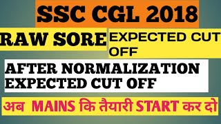 SSC CGL 2018 FINAL RAW SCORE OF HARD SHIFT AND AVERAGE SHIFT. AND NORMALIZED EXPECTED CUT OFF