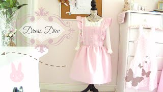 DRESS DIY || cute pink ruffle sleeve dress