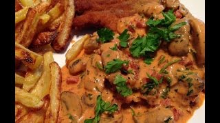 Ich koche heute: Jägerschnitzel mit selbstgemachter Jägersauce/Champignon-Sahne-Sauce (Rezept)