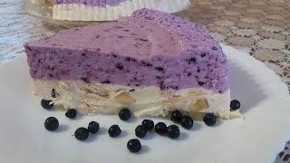 Торт без выпечки. Желейный торт на скорую руку. Чизкейк с черникой