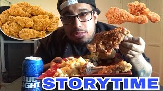 ⚠️Fried Chicken, Cheesy Macaroni & Beer Mukbang/Storytime eating show: where did I get my drugs fr
