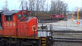 Two train meet CP vs CN @ Braid BC Canada