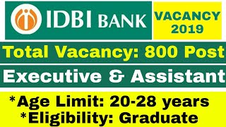 IDBI bank Assistant Manager Online Form 2019