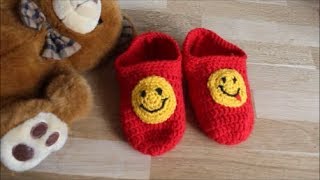 Смайлики - детские забавные тапочки крючком. Легко и просто.