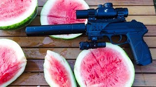 Watermelon vs Gamo PT-85 Tatical co2 semi-automática - AirGun