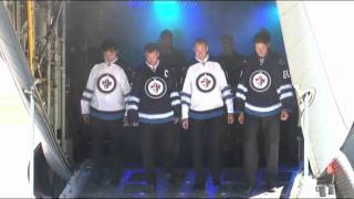 Winnipeg Jets Reveal 2011 - 2012 Jersey's At 17th Wing Army Base In Winnipeg 09/06/11
