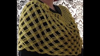 Накидка-пончо ажурная крючком
