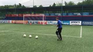 Штрафной удар в дальний угол ворот с левой ноги