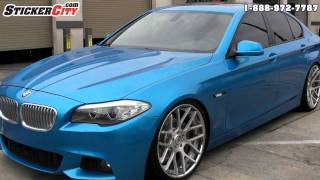 Metallic Blue BMW 5 Series Car Wrap by STICKERCITY.COM