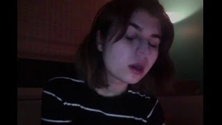 cute girl smoking cigarette get smoke in her eyes
