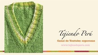 Dos agujas: cuello en V: disminuciones de la delantera - Tejiendo Perú