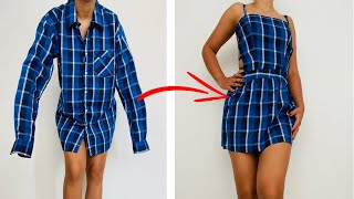 RECICLAR Y TRANSFORMAR ROPA - VESTIDO CON CAMISA DE HOMBRE - DIY CLOTHES IDEAS TURN YOUR OLD CLOTHES