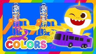 英語でいろあそび バス編 | どんな色がすき？ | フォニックスと色のなまえを学ぼう | のりもの | 知育動画 | Magic Slide | ピンキッツ・ベイビーシャーク
