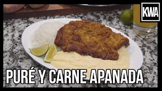 PURÉ DE PAPAS Y CARNE APANADA