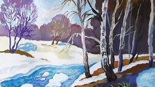 Уроки рисования. Как нарисовать ВЕСНУ. Пейзаж гуашью | Art School